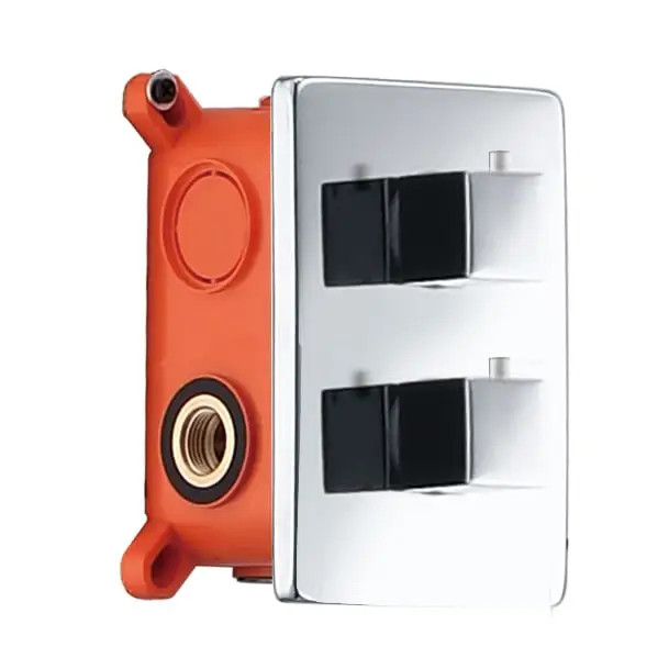 Chrome thermostatic shower valve with 4-way control system and embedded faucet design