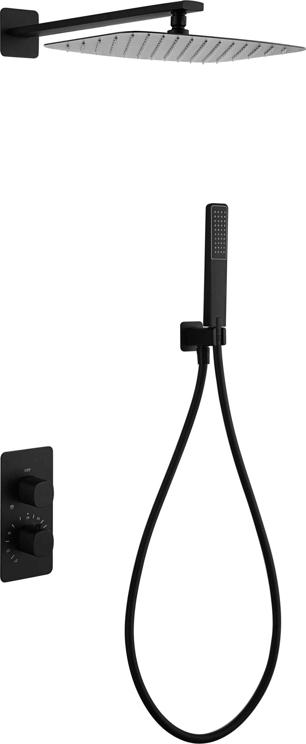 Firenze Matte Black Concealed Thermostatic Shower Set, main product view