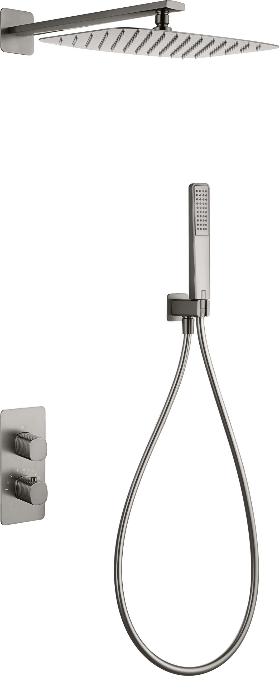 Firenze Brushed Nickel Concealed Thermostatic Shower Set, main product view