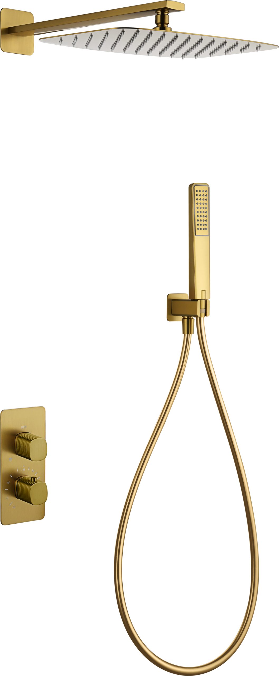 Firenze Brushed Gold Concealed Thermostatic Shower Set, main product view