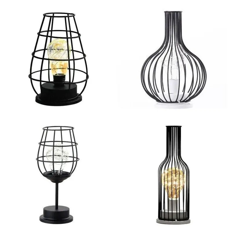 Hollow Out Wine Bottle Glass LED Lamp - Desk Lamp