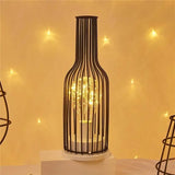 Hollow Out Wine Bottle Glass LED Lamp - Red Wine Bottle - Desk Lamp
