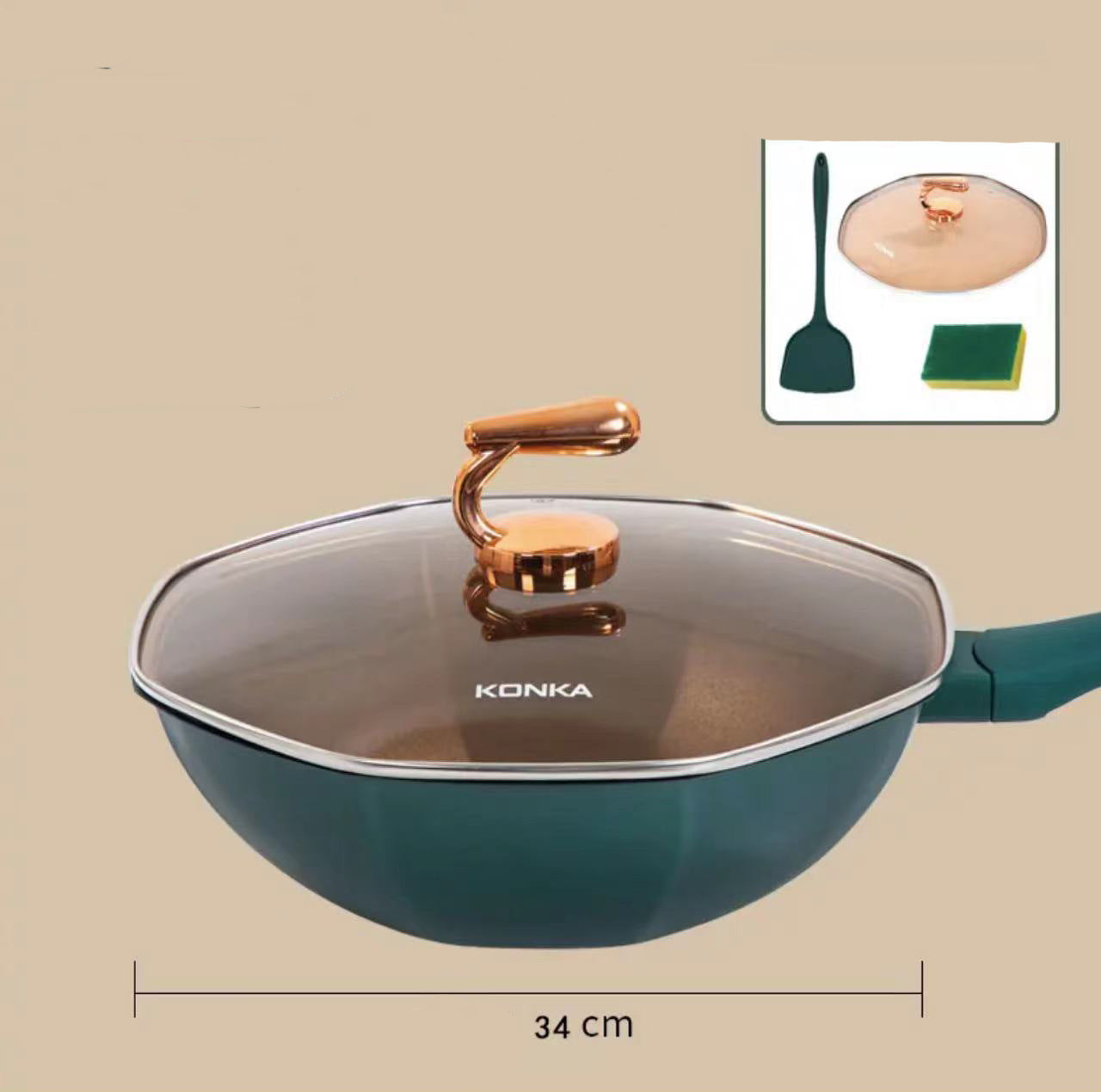Octagonal Alloy Non Stick Wok Frying Pan