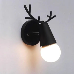Minimalist wooden LED wall lamp with sleek black and gold metal fixture design