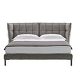 Italian Linen Modern Luxury Minimalist Double Bed Frame - Grey - Bedroom