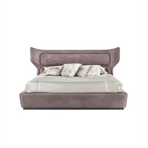 Italian Leather Queen Bed Frame with Padded Headboard