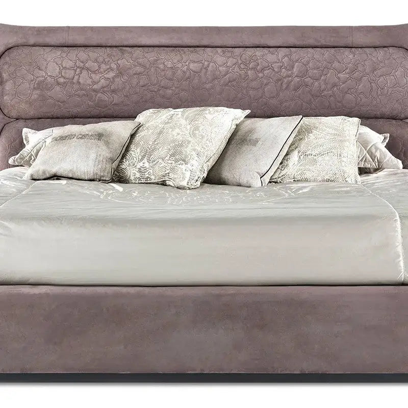 Italian Leather Queen Bed Frame with Padded Headboard - view 2