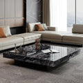 Italian Square Marble Stainless Steel Base Coffee Table - Multifunctional coffee table