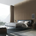 Italian Minimalist First Layer Cowhide Bed Frame - Bedroom