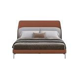 Italian Minimalist High Backrest Double Wood Bed Frame - Bedroom