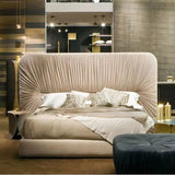 Italian Minimalist Queen French Pleated Bed Frame - Bedroom