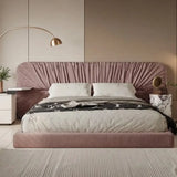 Italian Minimalist Queen French Pleated Bed Frame - Beige / 150 x 200 cm - Bedroom