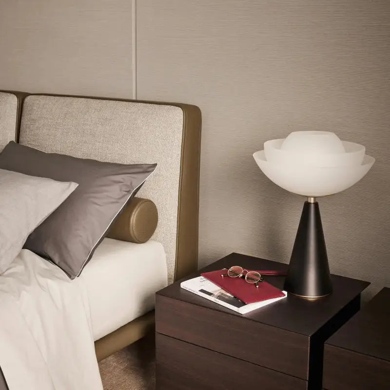 Italian Modern Minimalist High End Bed Frame - Beige - Bedroom