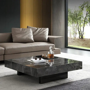 Italian Square Marble Stainless Steel Base Coffee Table - Multifunctional coffee table