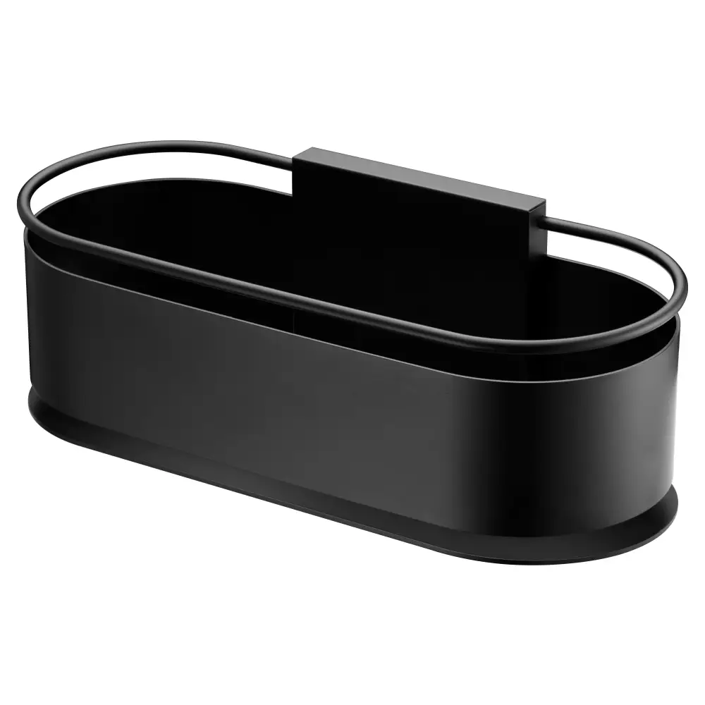 Matte black soap dish modern bathroom accessory on white background