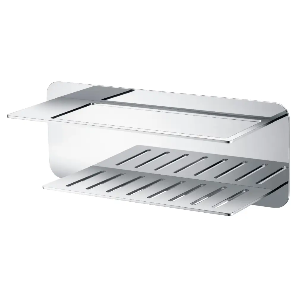 Chrome soap dish modern design bathroom accessory on white background