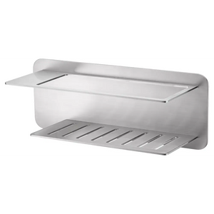 Brushed Nickel Soap Dish with Tempered Glass Tray, main product view