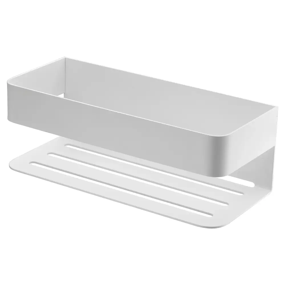 Matte white modern soap dish bathroom accessory on neutral background