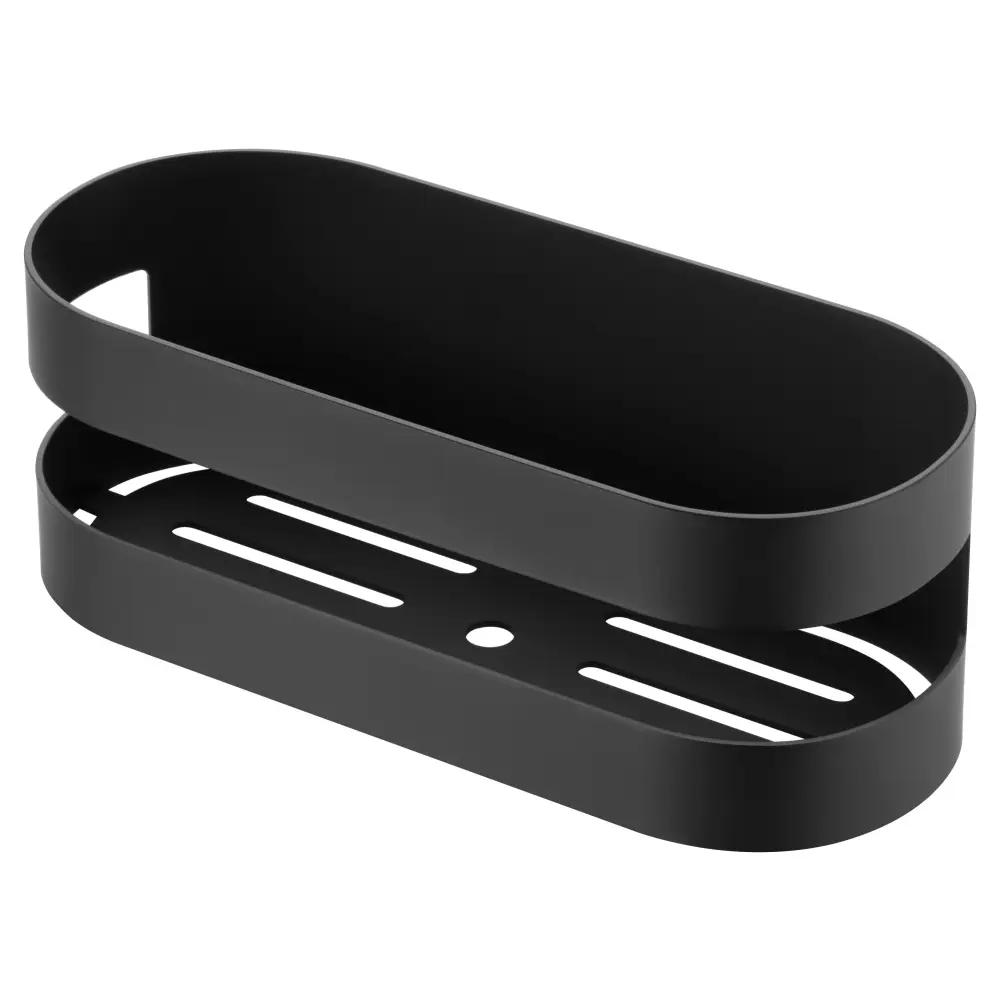 Matte black soap dish modern bathroom accessory on white background