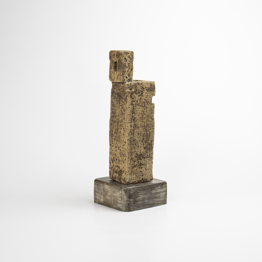 Japanese Ceramic Sculpture Reactive Glaze Dark Brown