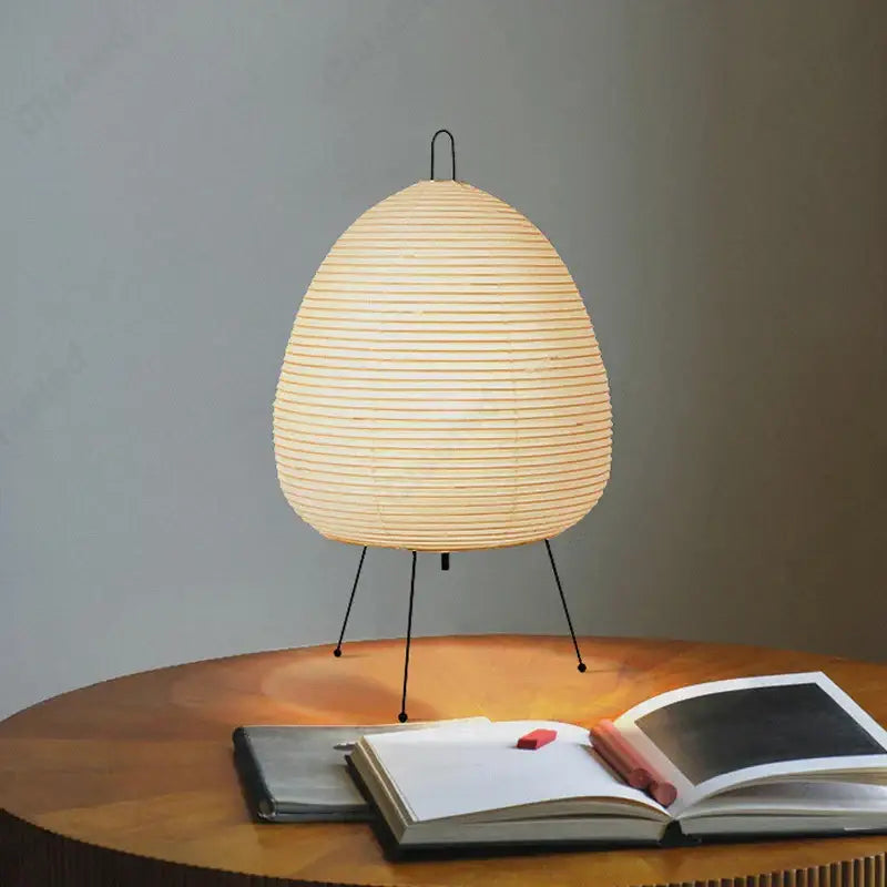 Japanese Oval Paper Table Lamp with 3-Color Light - view 3