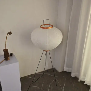 Japanese Paper Floor Lamp with Button Switch - Warm Neutral Cool Light - view 9