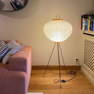Japanese Paper Floor Lamp with Button Switch - Warm Neutral Cool Light - view 11