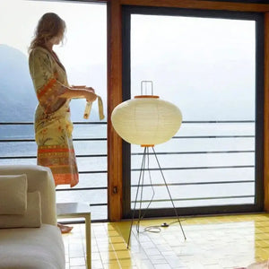 Japanese Paper Floor Lamp with Button Switch - Warm Neutral Cool Light - view 4