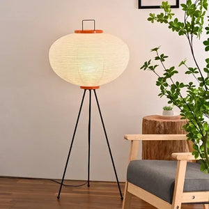 Japanese Paper Floor Lamp with Button Switch - Warm Neutral Cool Light - view 10