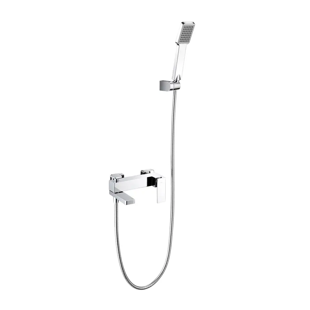 Chrome single lever modern shower kit with sleek bathroom design