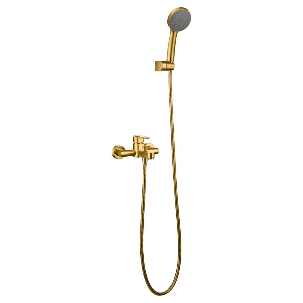 Roma brushed gold single handle shower set with modern monomando design