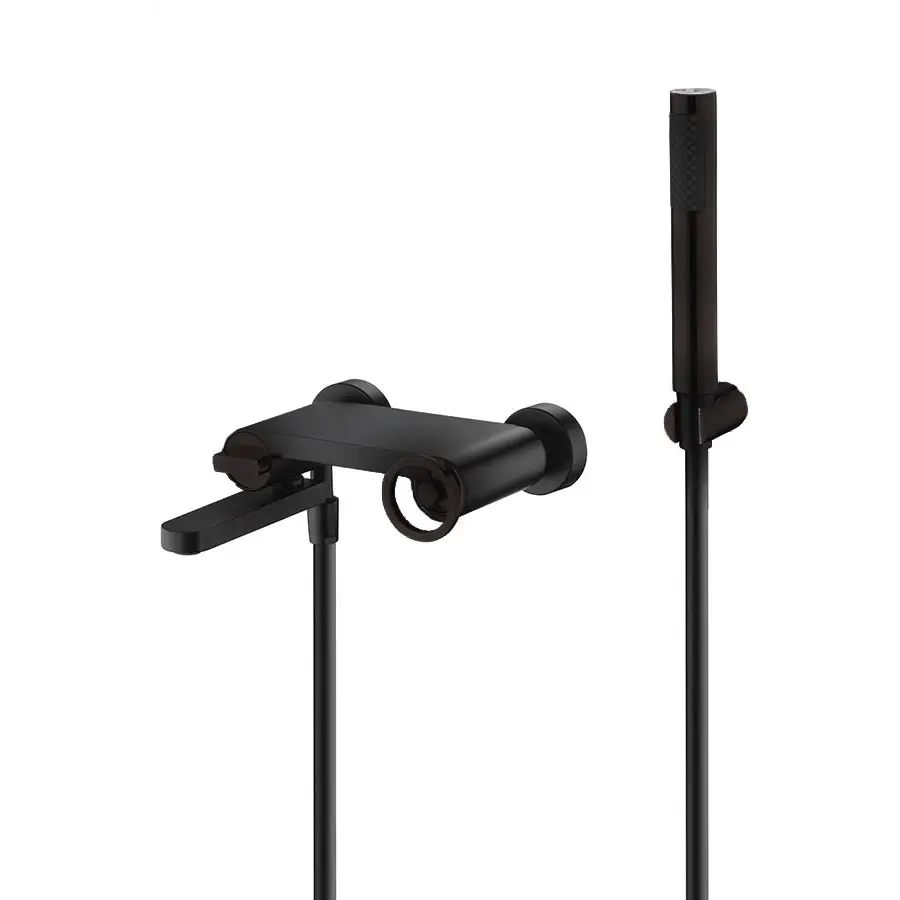 Matte black modern shower kit with single handle faucet fixture
