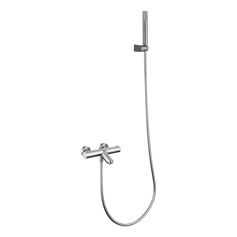Monza brushed nickel thermostatic shower bath kit with modern fixtures