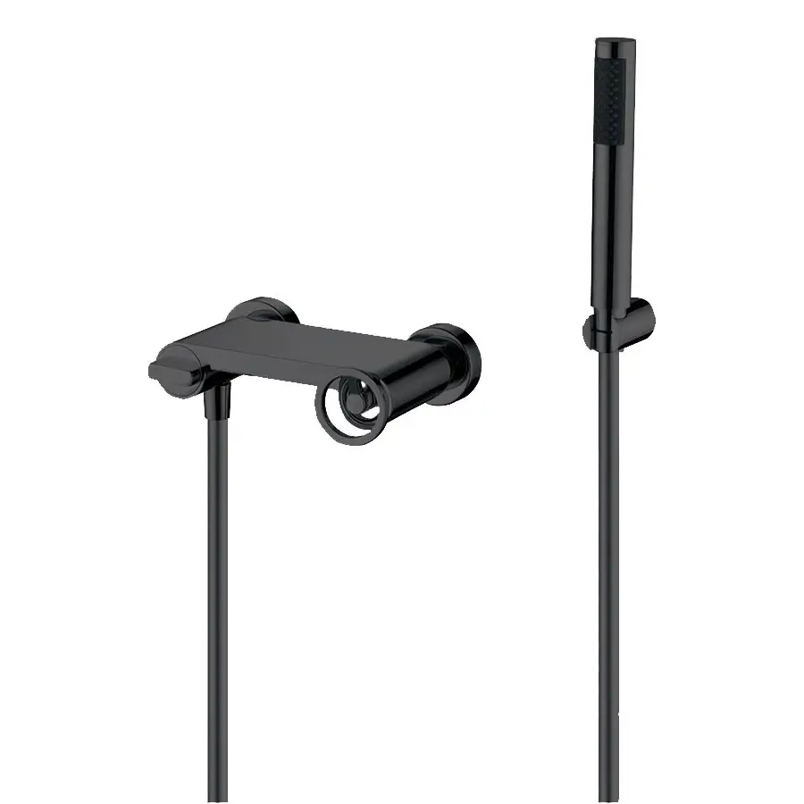 Matte black modern single handle shower kit with sleek design