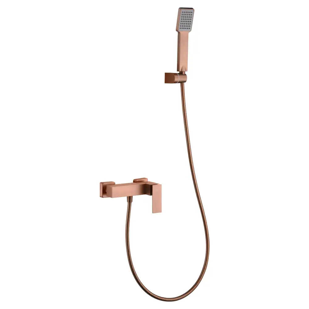 Brushed rose gold single handle shower kit with modern monomando design