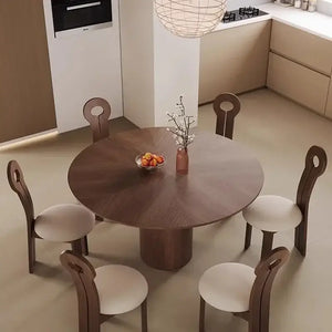 Walnut Round Dining Table with Stone Top - view 3