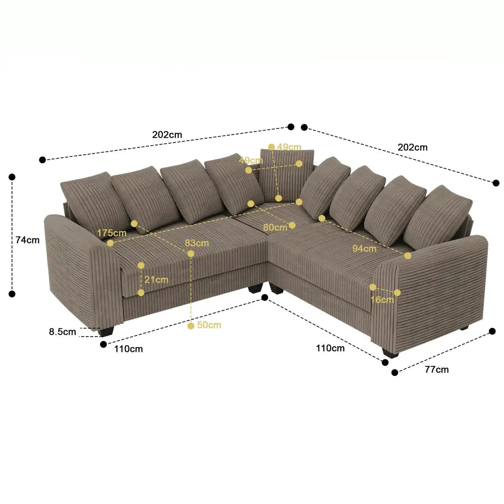 L Shaped Corner Modular Cushion Sofa - Sofa