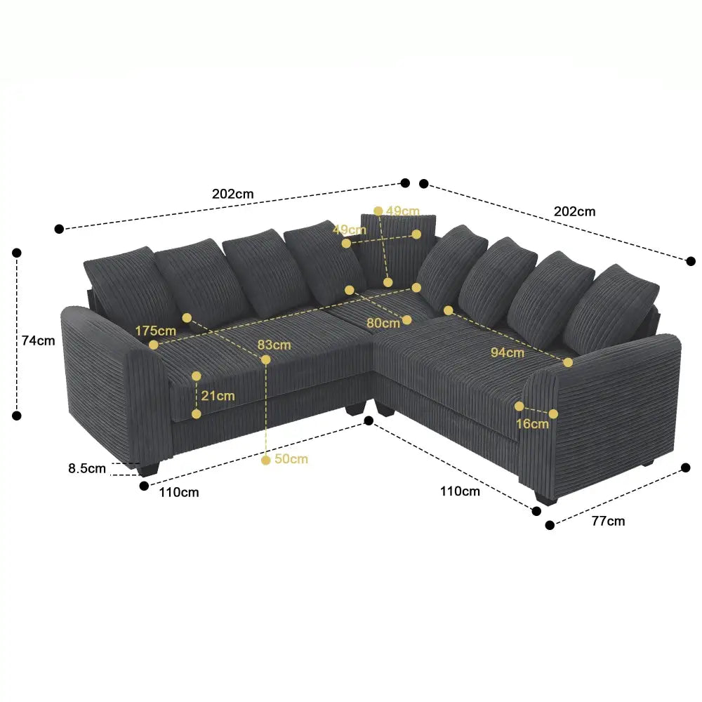 L Shaped Corner Modular Cushion Sofa - Sofa