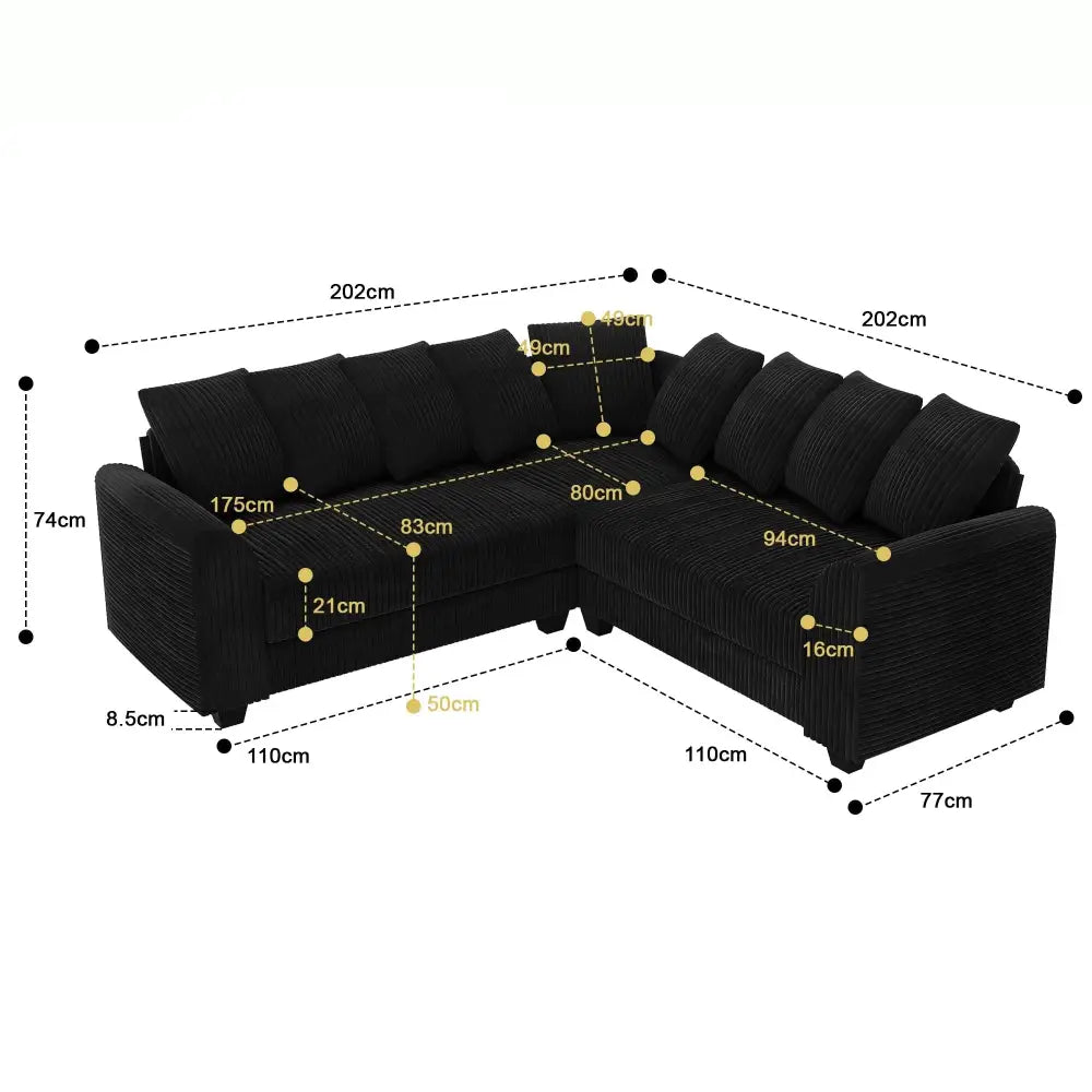 L-Shaped Modular Corner Sofa with Cloud Comfort Cushions - view 6