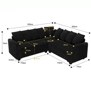 L-Shaped Modular Corner Sofa with Cloud Comfort Cushions - view 6