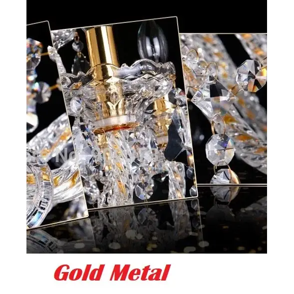 Large Crystal Tears Chandelier Lamp - 6 Arm Lights / Gold Transparent / Without Bulbs - Chandelier