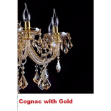 Large Crystal Tears Chandelier Lamp - 6 Arm Lights / Gold With Cognac / Without Bulbs - Chandelier