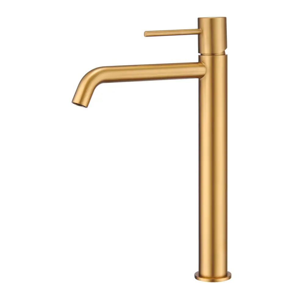 Brushed Gold Tall Basin Faucet Single Handle