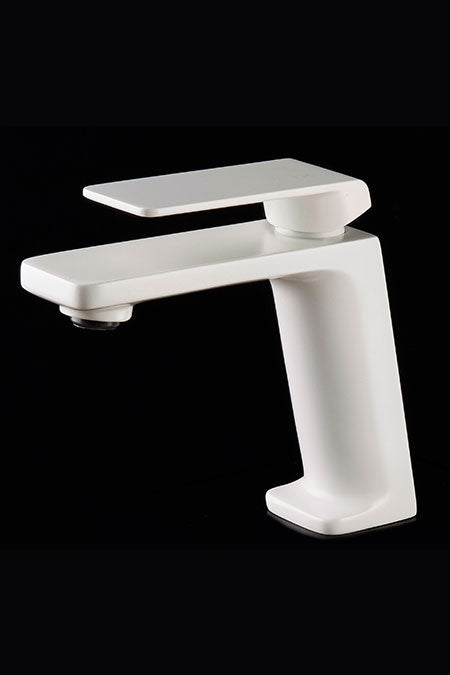 Fiji Matte White Single Lever Bathroom Faucet, view 2