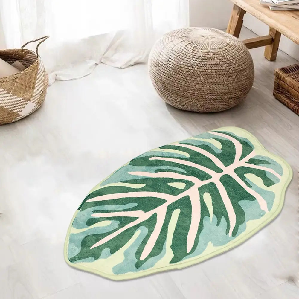 Leaf Shaped Soft Anti Slip Washable Carpet Bath Mat - Foot Mat