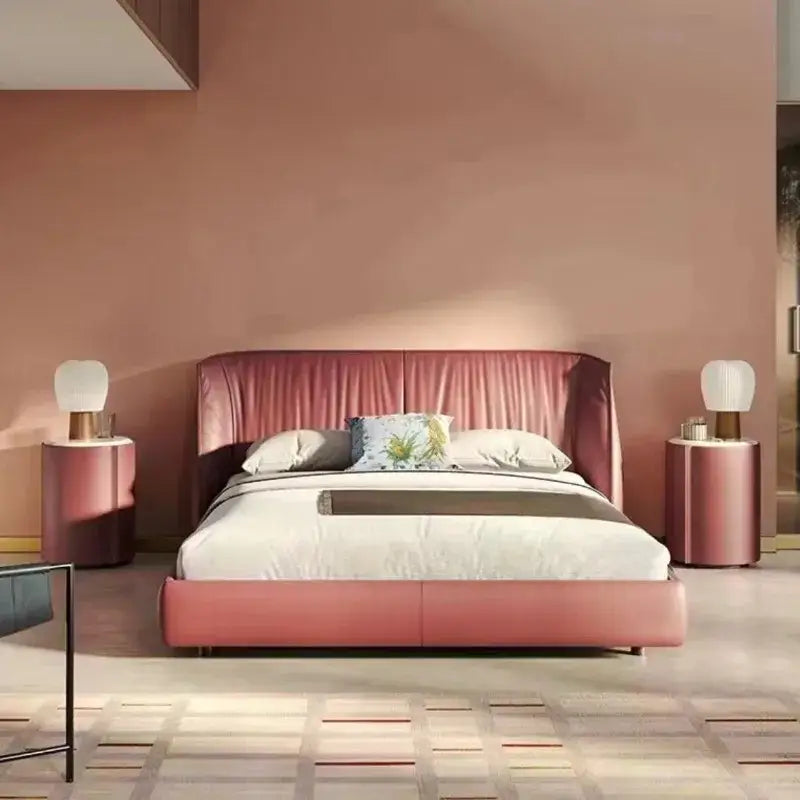 leather master bedroom high-end design bed modern