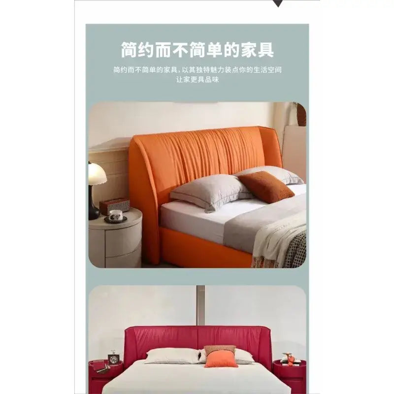 leather master bedroom high-end design bed modern