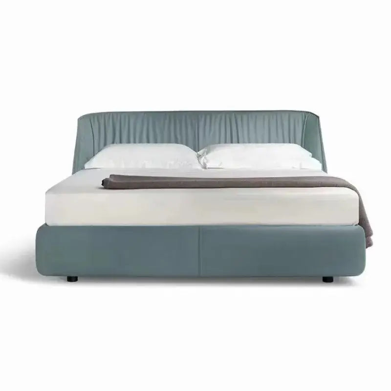 leather master bedroom high-end design bed modern - Burgundy / 1.8 2 meters