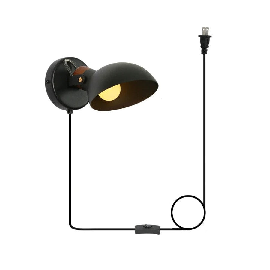 Lámpara de pared con enchufe y bombilla LED con interruptor de encendido y apagado