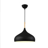 LED Colored Wooden Pendant Light Lamp - Black / Dia-24cm 1pcs / No Bulb - Pendant Lamp
